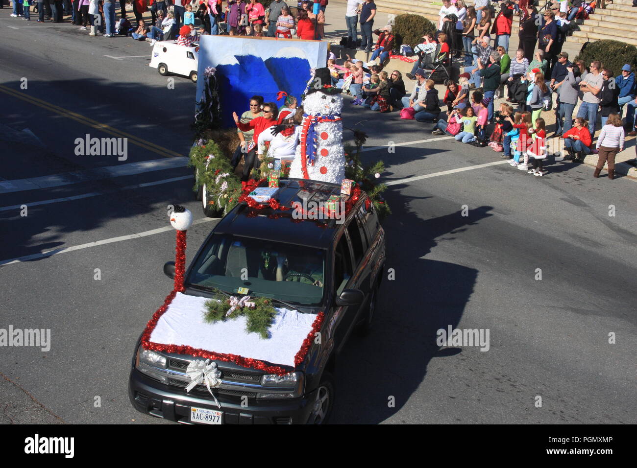 Old fashioned Christmas parade in the city of Bedford, VA, USA Stock