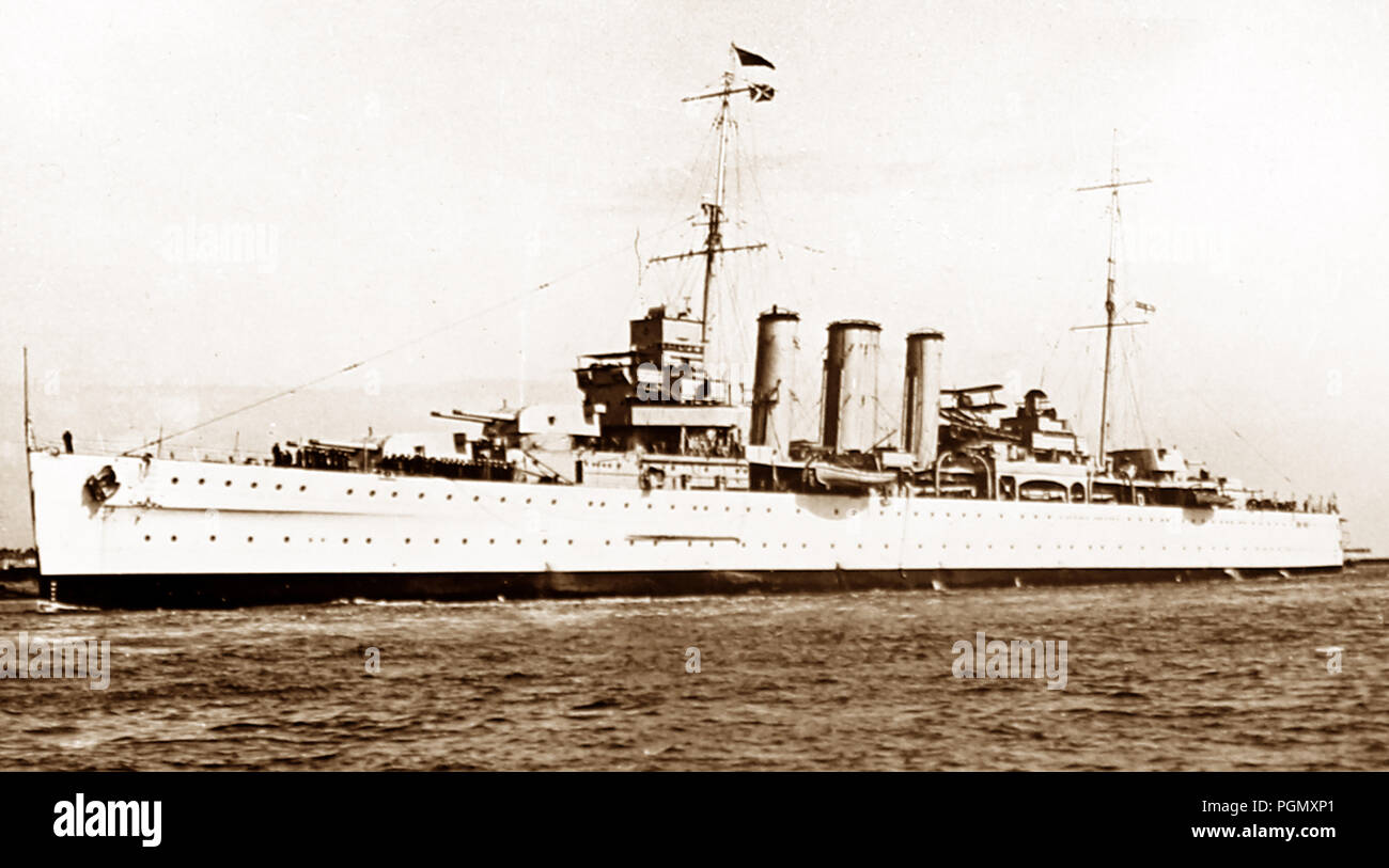HMS Kent, Royal Navy, probably during WW1 Stock Photo