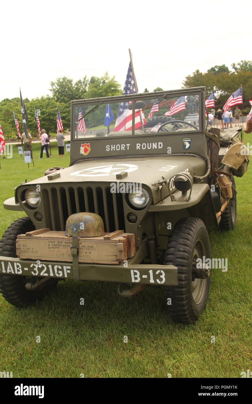 A Willys MB Army Jeep displayed during commemorating event of World War II at National D-Day Memorial, Virginia Stock Photo