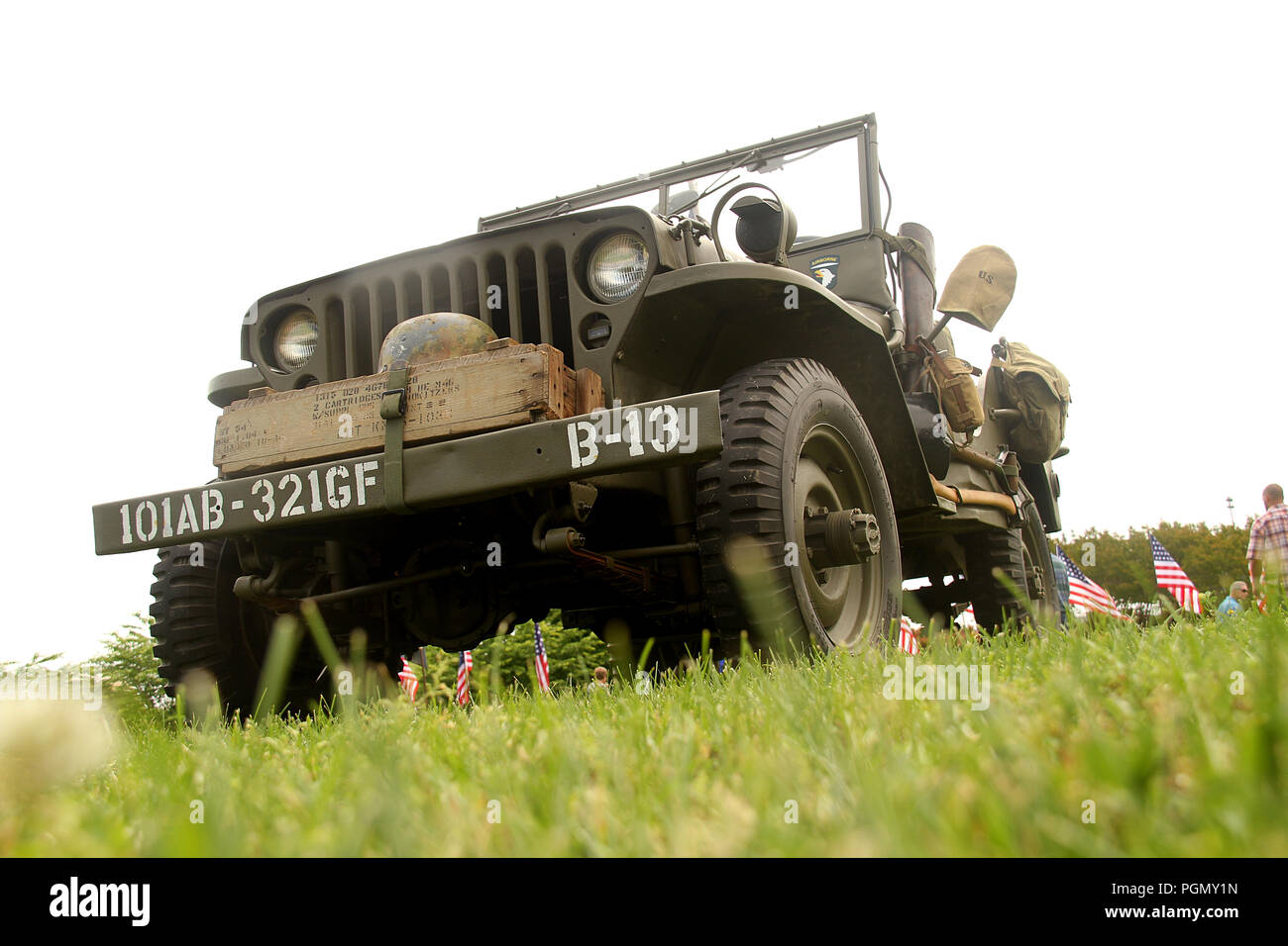 A Willys MB Army Jeep displayed during commemorating event of World War II at National D-Day Memorial, Virginia, USA Stock Photo
