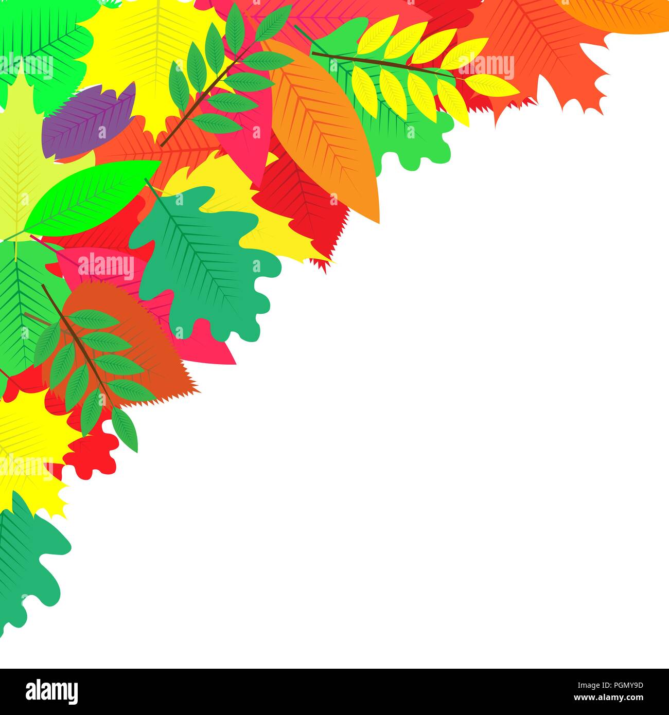 background decorated with colorful autumn leaves Stock Vector