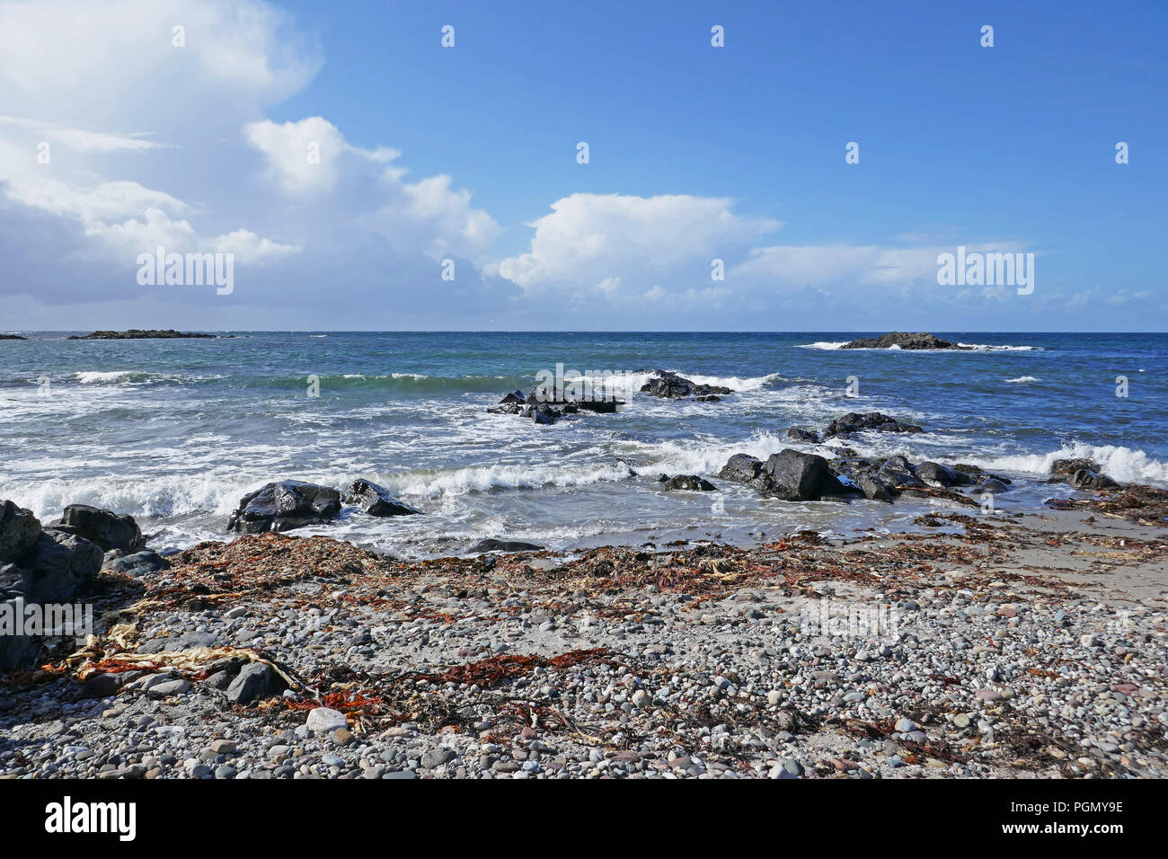 Rocks on Machrihanish Beach, Argyll, Scotland Stock Photo