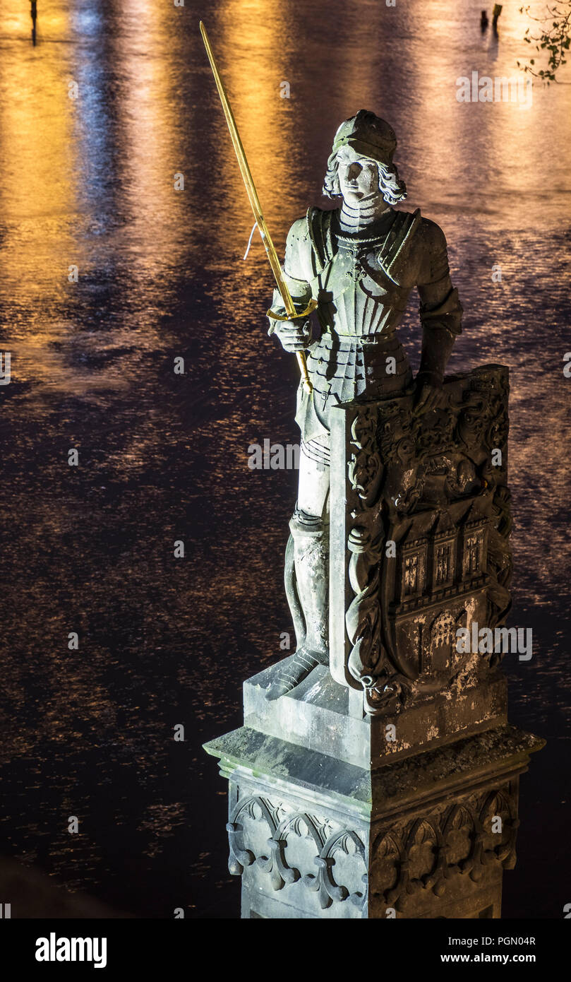 The Knight Bruncvik with his gold sword, Prague, Czech Republic, Europe