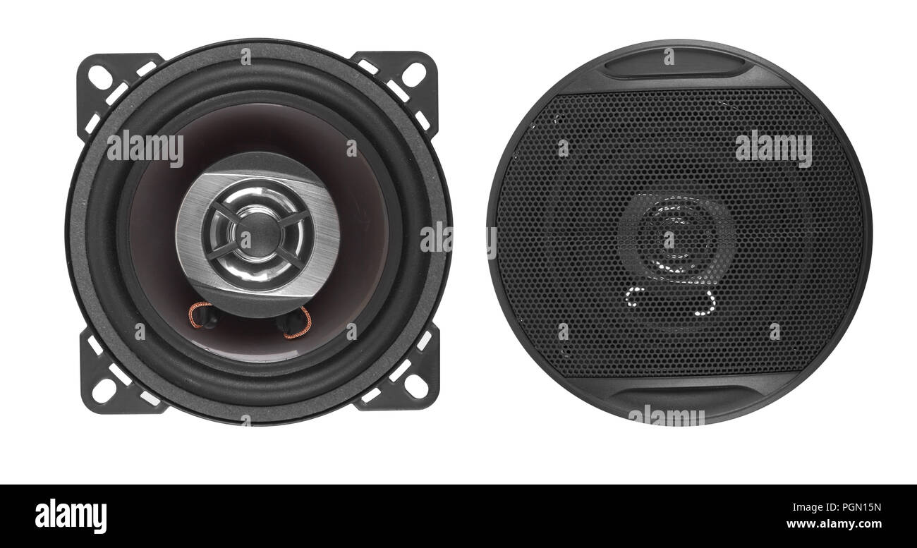 Coaxial car speakers isolated on white background Stock Photo Alamy