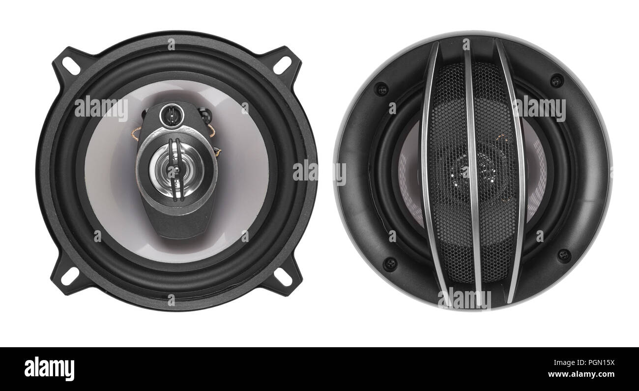 Coaxial car speakers isolated on white background Stock Photo Alamy