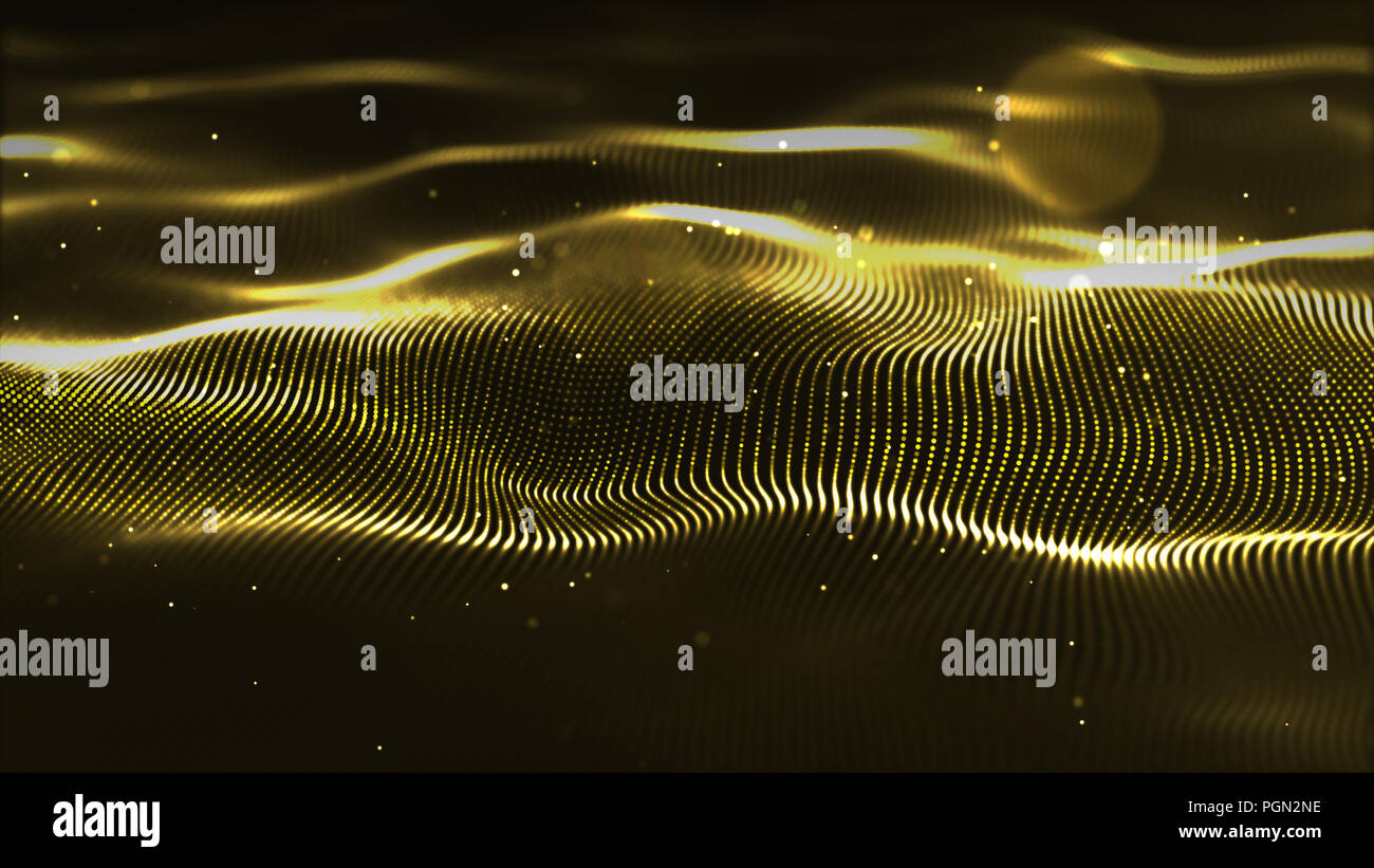 Abstract Futuristic Digital Gold Wave Particles Background.Seamless ...