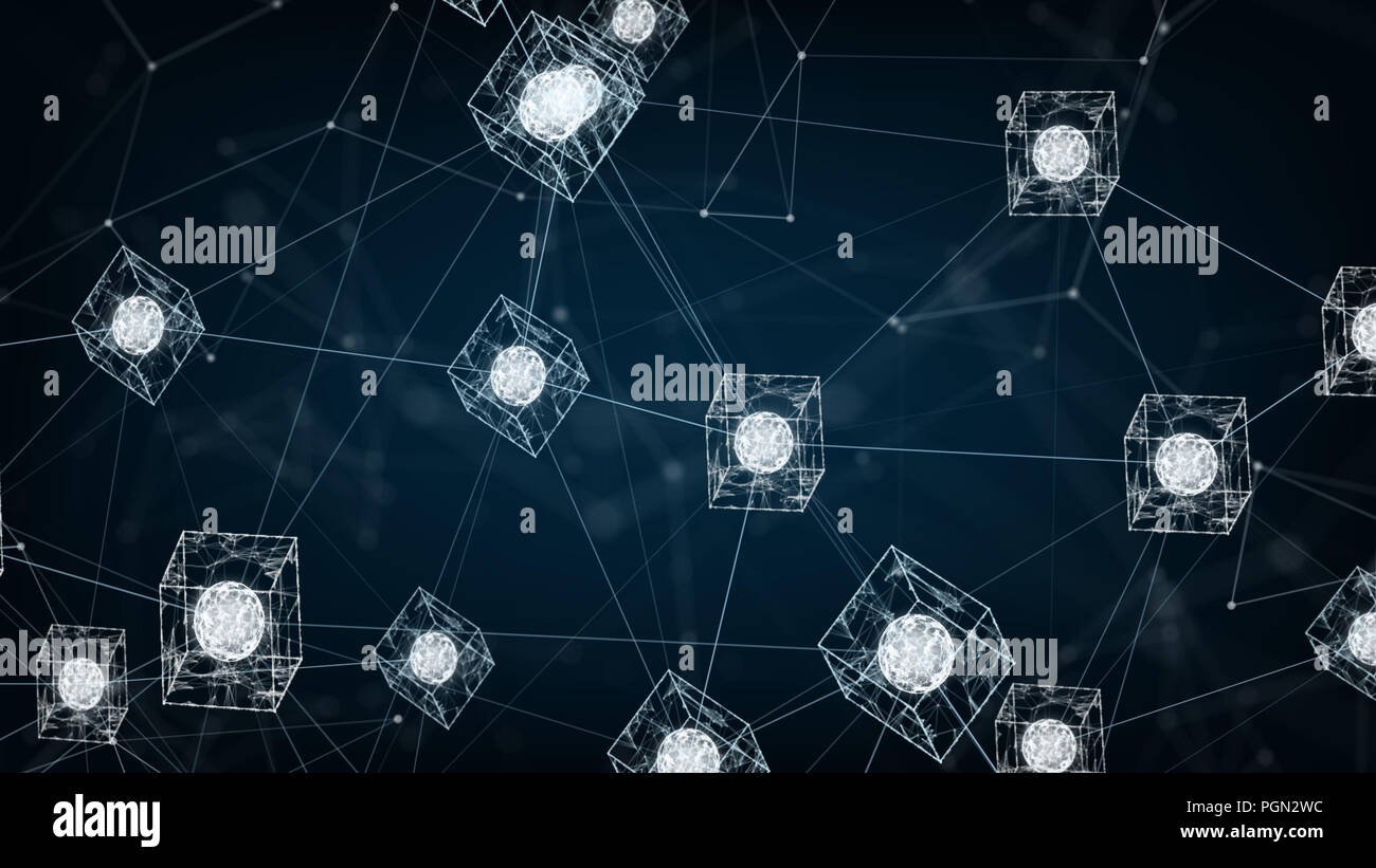 Blockchain network concept.Isometric digital blocks square code big data  connection with Distributed ledger technology , Cryptocurrency finance  bitcoi Stock Photo - Alamy
