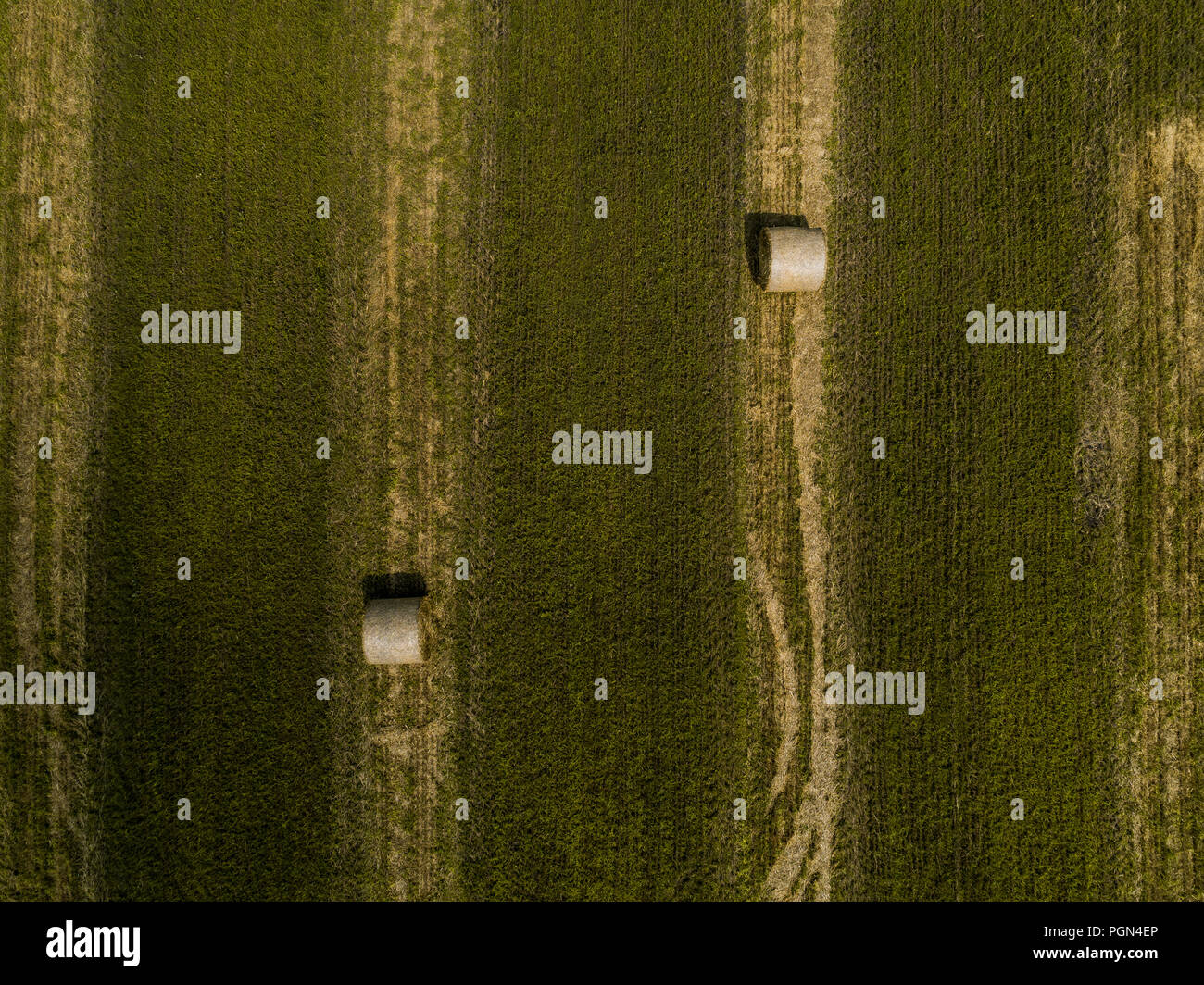 Aerial view field haystacks on hi-res stock photography and images - Alamy