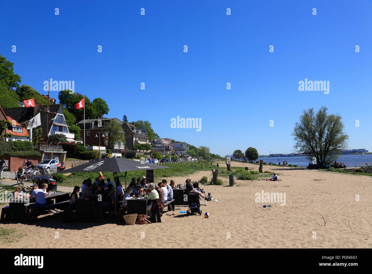 Imbiss KAJUETE at Blankenese beach, Hamburg, Germany, Europe Stock Photo