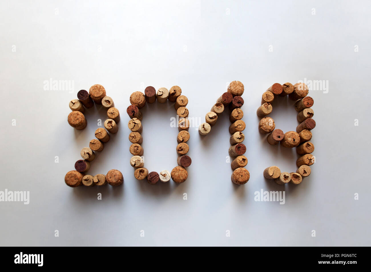 Wine corks 2019 numbers on white background Stock Photo Alamy