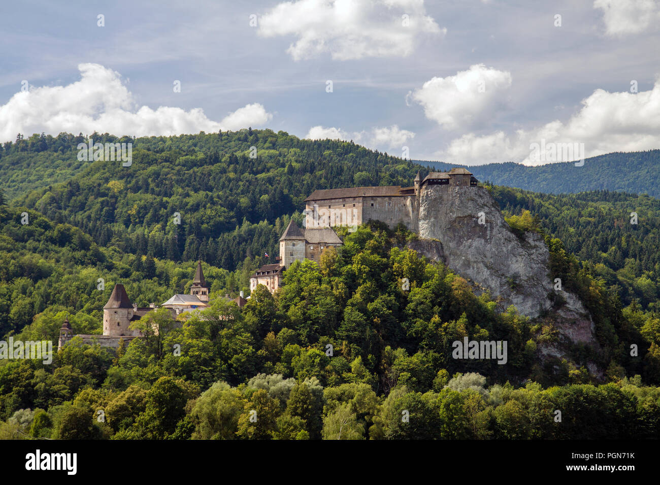 Huge castle on the rock, Orava, Slovakia. Stock Photo