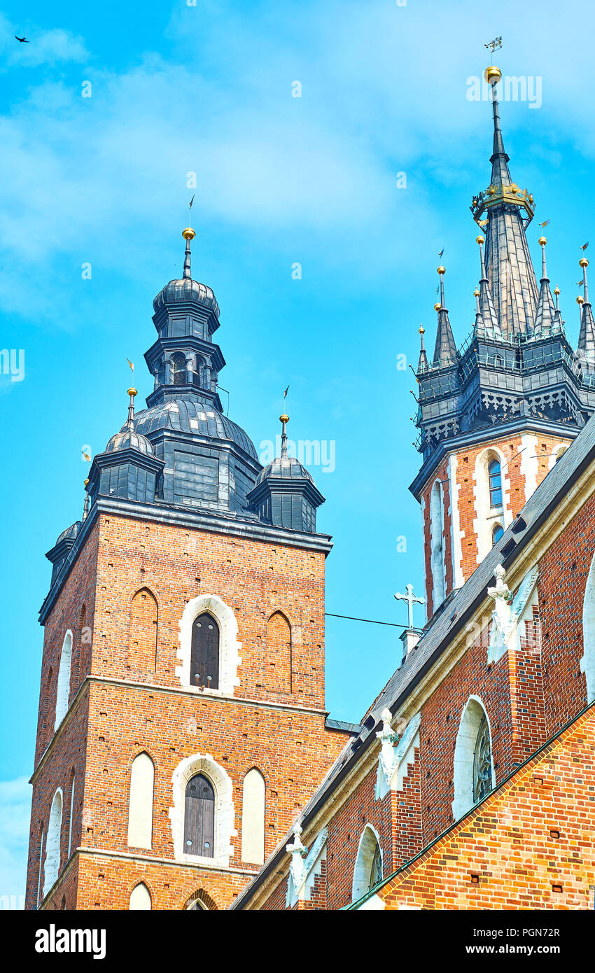 The unusual different style bell towers of St. Mary's Basilica in