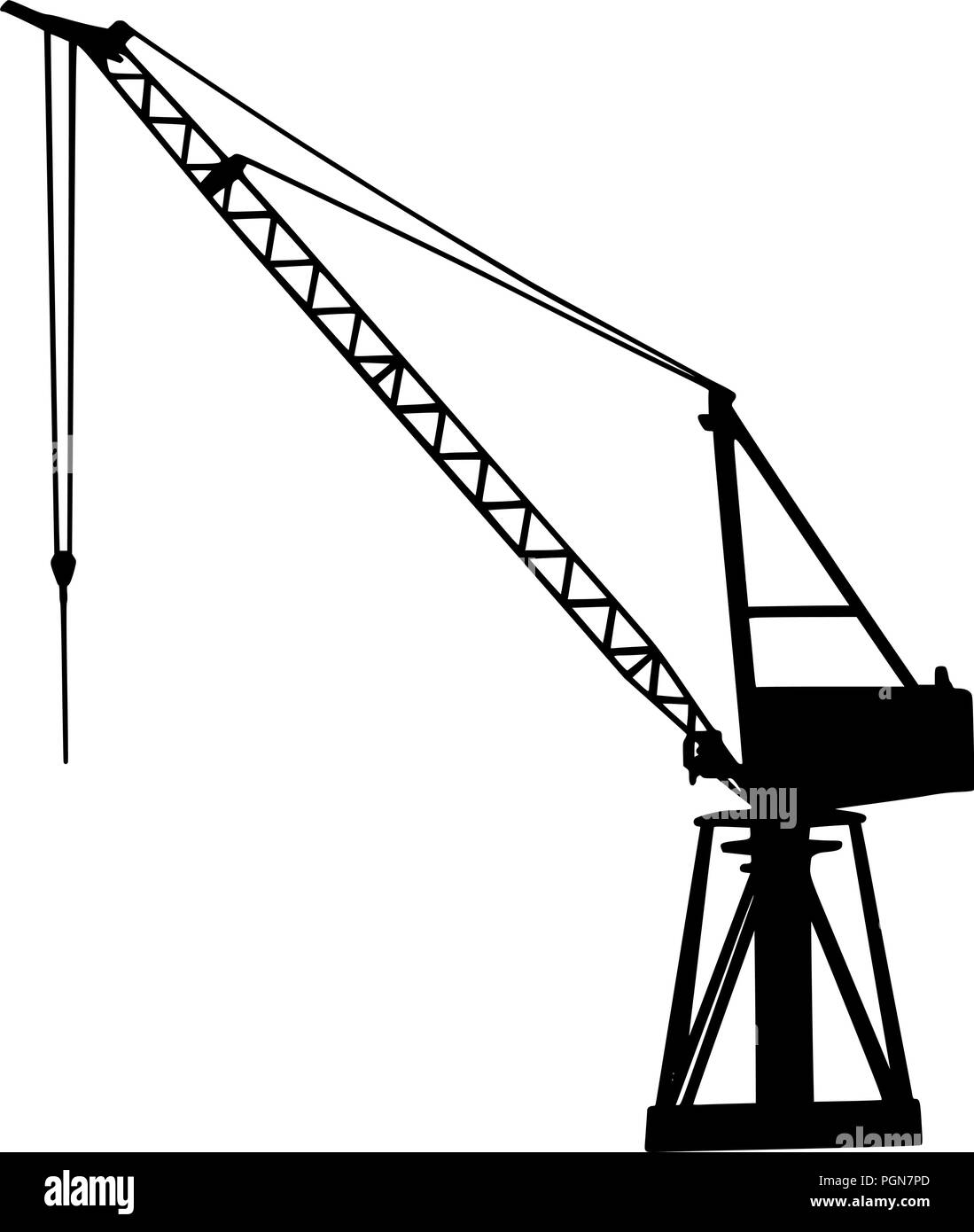 Crane vector graphic in black and white Stock Vector
