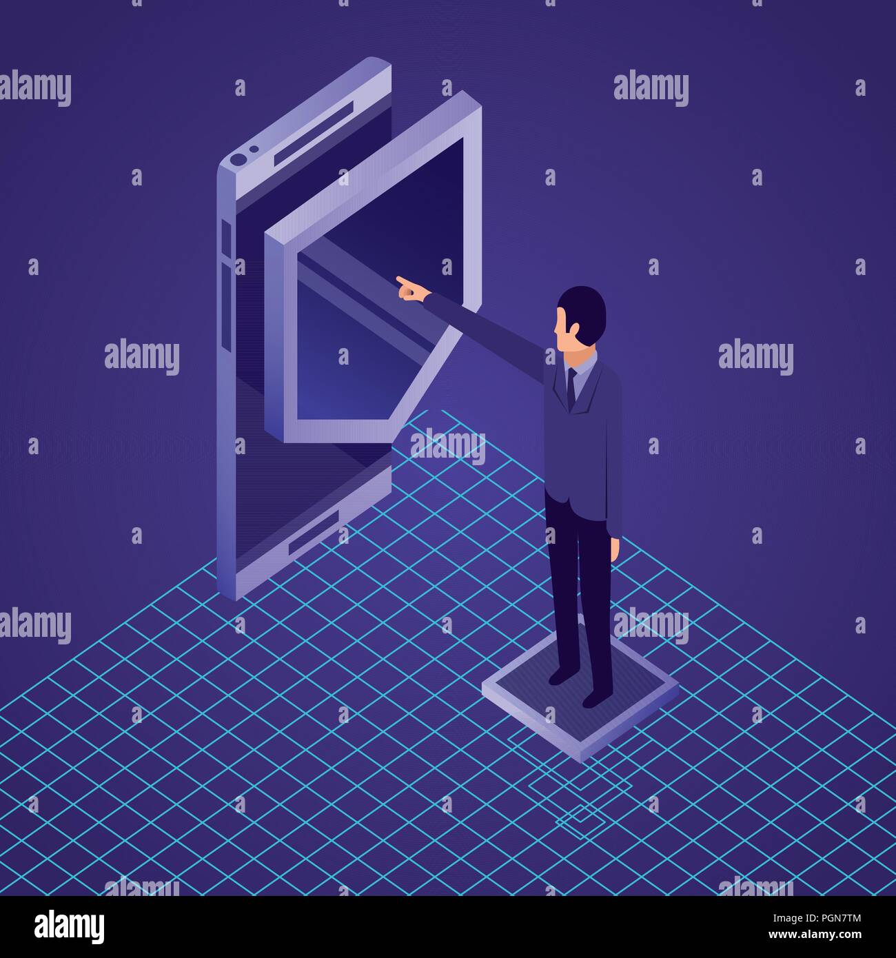 data network businessman concept Stock Vector