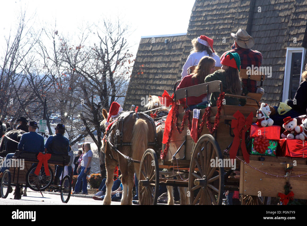 Old fashioned Christmas parade in the city of Bedford, VA, USA Stock