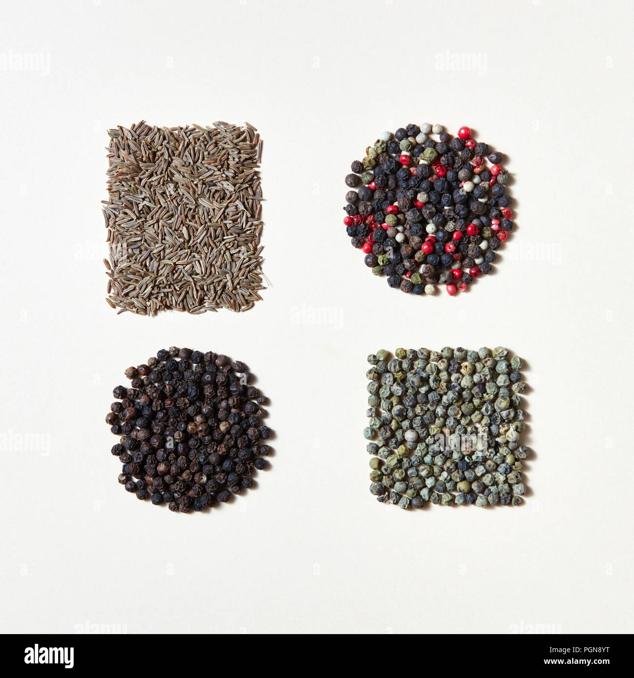Triangle Form Pepper Spices pattern of different kinds of pepper in geometric form of square ...