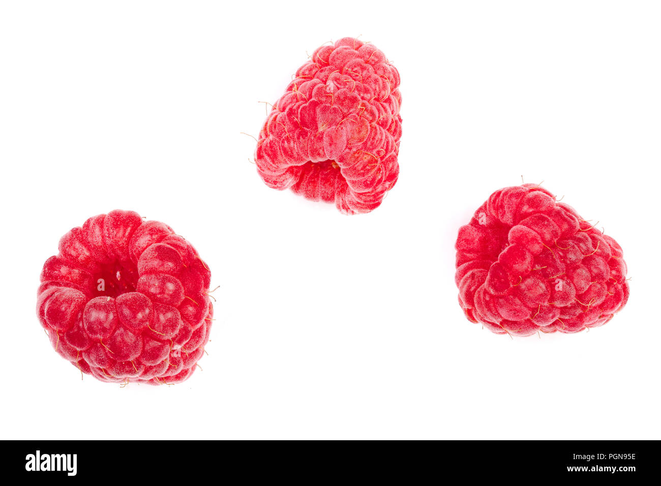 Raspberry Flat Lay raspberries isolated on white background. Top view. Flat lay pattern ...