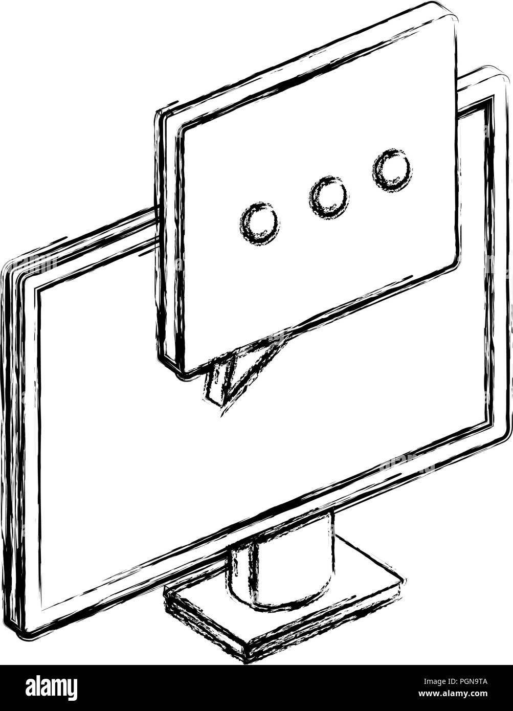 computer display with speech bubble vector illustration design Stock