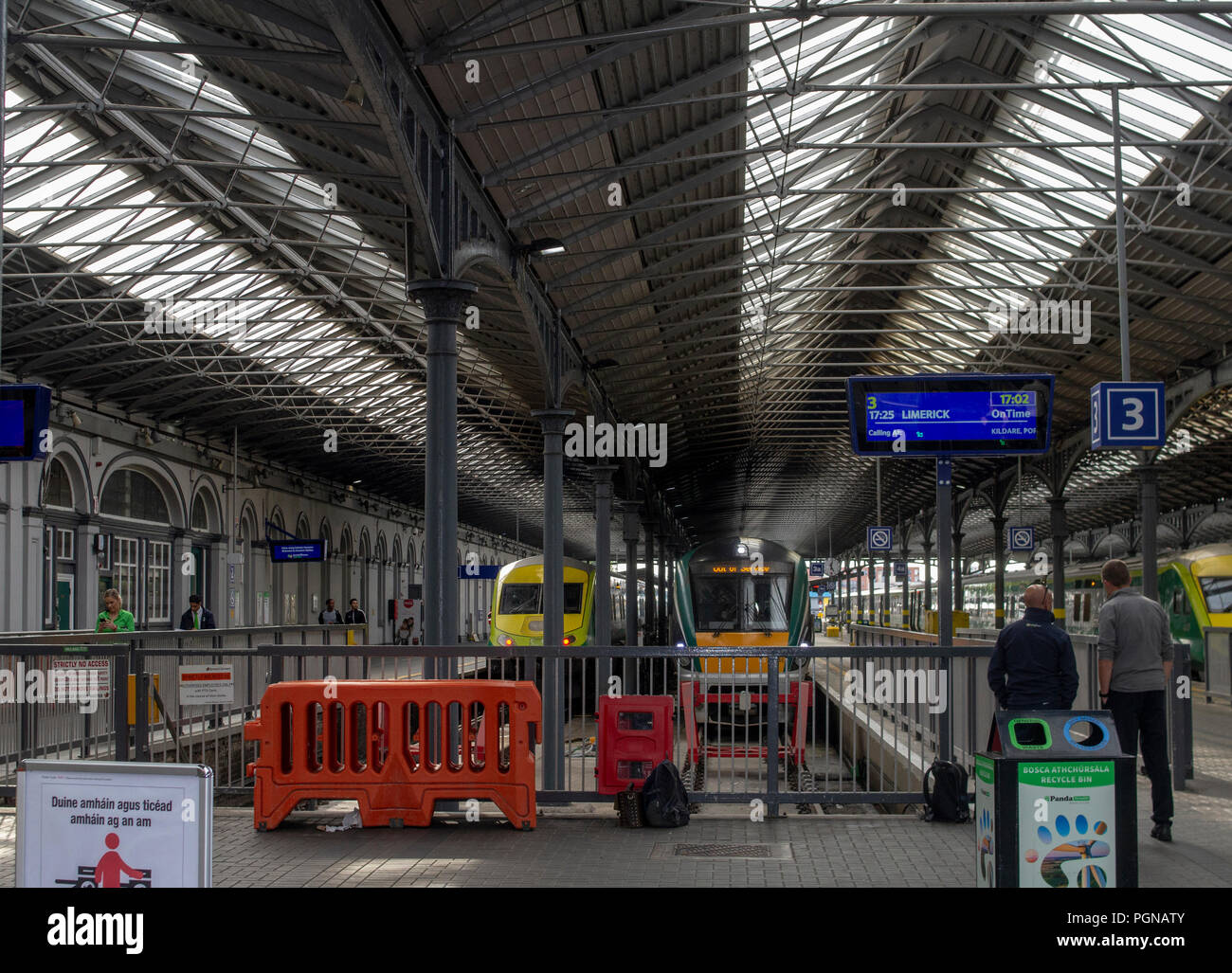 Trains lined up ready for departure from Heuston Railway Station in ...