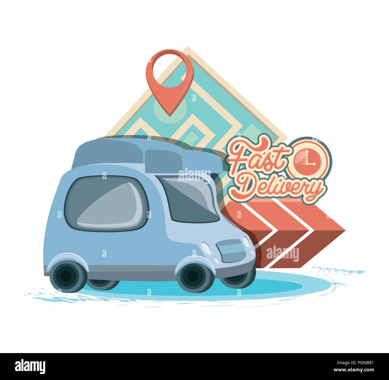 fast delivery service with van vector illustration design Stock Vector