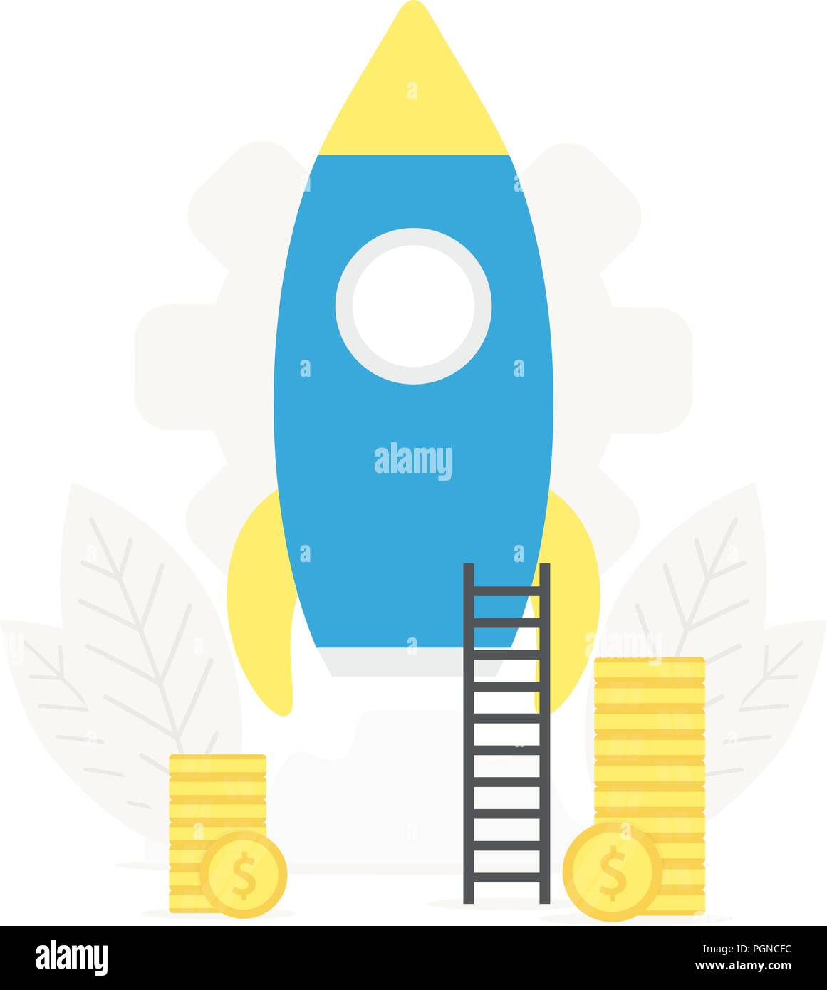 Startup business illustration. Rocket launch to the sky, start up ...