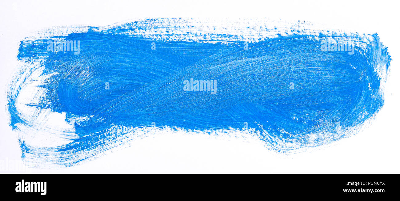 Blue brush stroke isolated over white background Stock Photo - Alamy