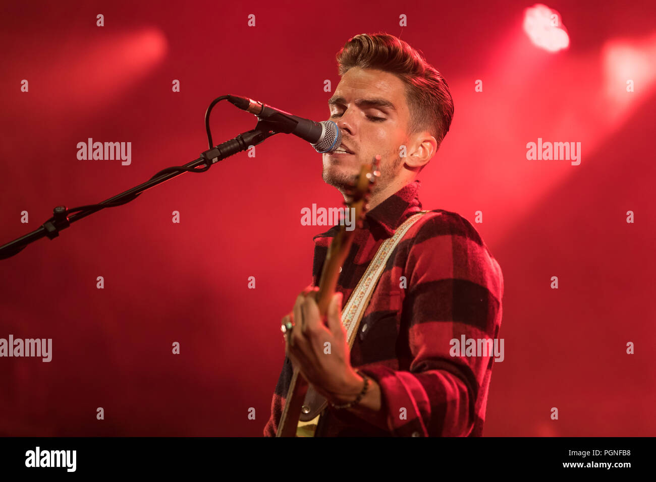 The Icelandic rock band Kaleo with singer and frontman Jökull Júlíusson live at the 28th Heitere Open Air in Zofingen, Aargau Stock Photo