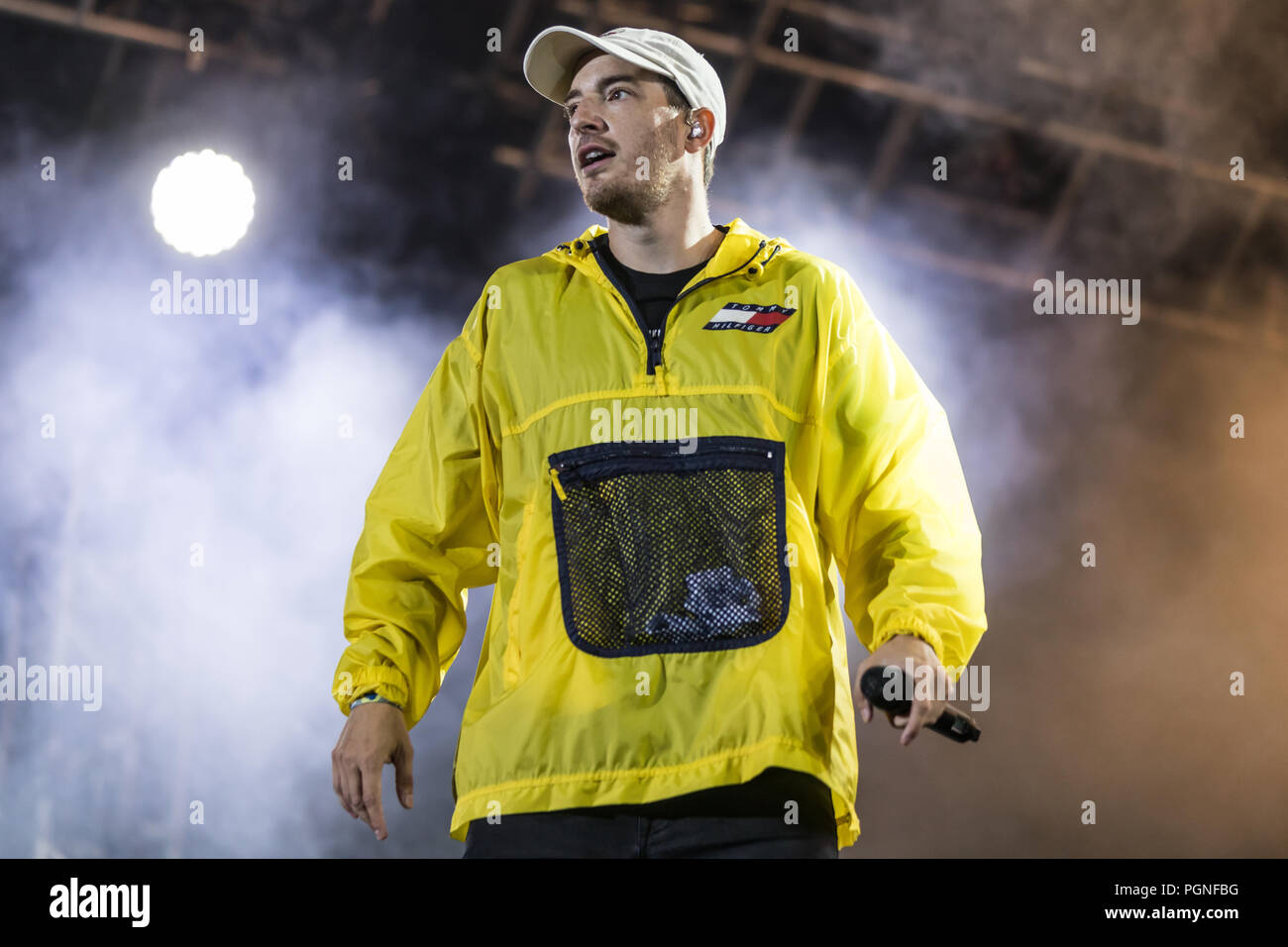 The German-American rapper and rap rock artist Casper live at the 28th Heitere Open Air in Zofingen, Aargau, Switzerland Stock Photo