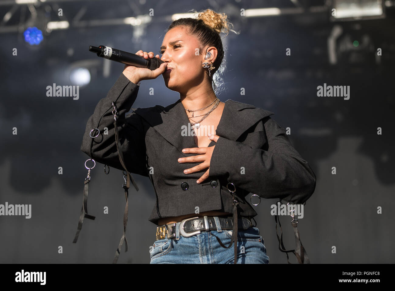 British R & B and pop singer and songwriter Rachel Keen aka Raye live at the 28th Heitere Open Air in Zofingen Aargau Stock Photo