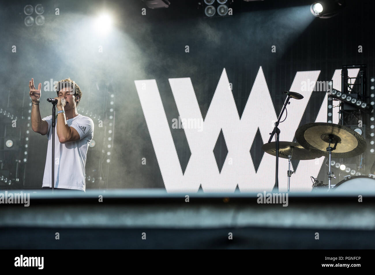 The German pop singer Wincent Weiss live at the 28th Heitere Open Air in Zofingen, Aargau, Switzerland Stock Photo