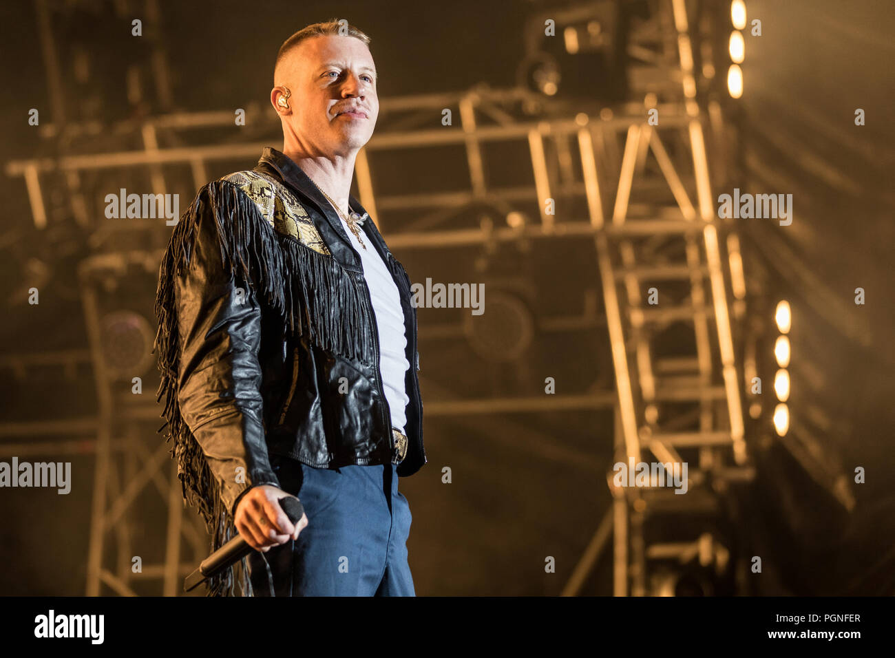 The American rapper Macklemore live at the 28th Heitere Open Air in Zofingen, Aargau, Switzerland Stock Photo