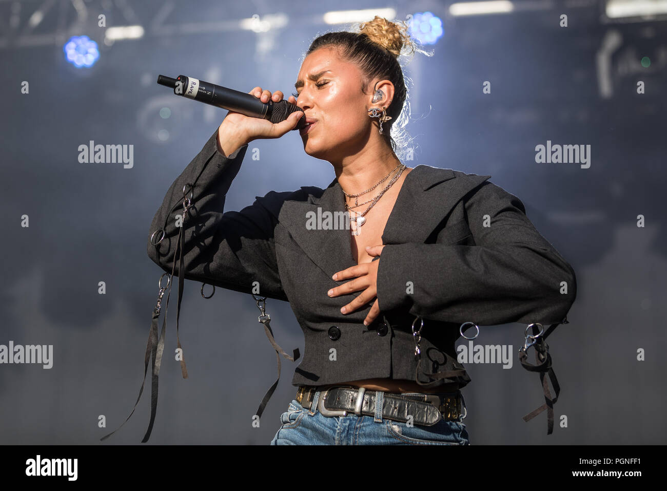British R & B and pop singer and songwriter Rachel Keen aka Raye live at the 28th Heitere Open Air in Zofingen Aargau Stock Photo