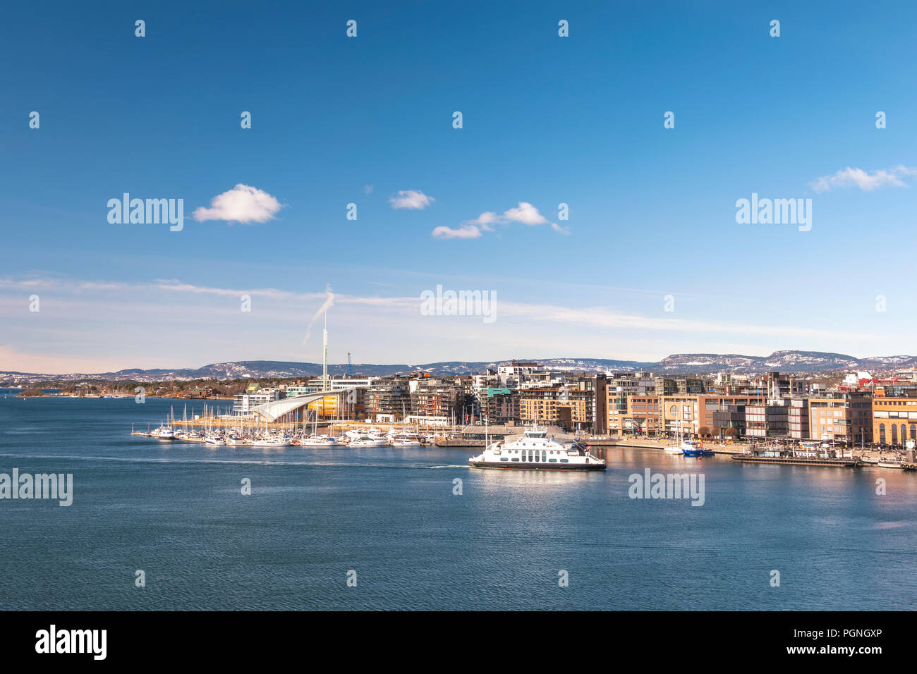Oslo city skyline at Oslo Harbour, Oslo Norway Stock Photo