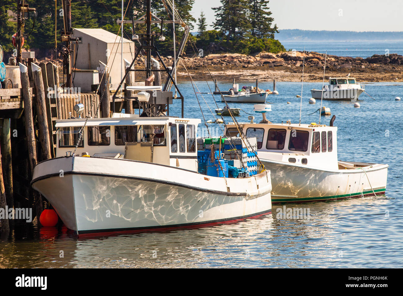 Fishing boats at the dock in Owl's Head, Maine Stock Photo Alamy