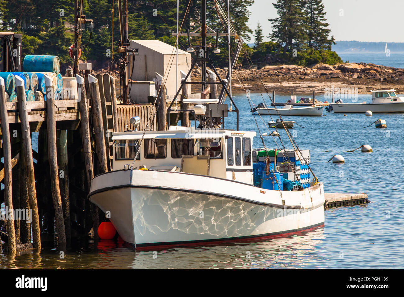 Fishing boats at the dock in Owl's Head, Maine Stock Photo Alamy