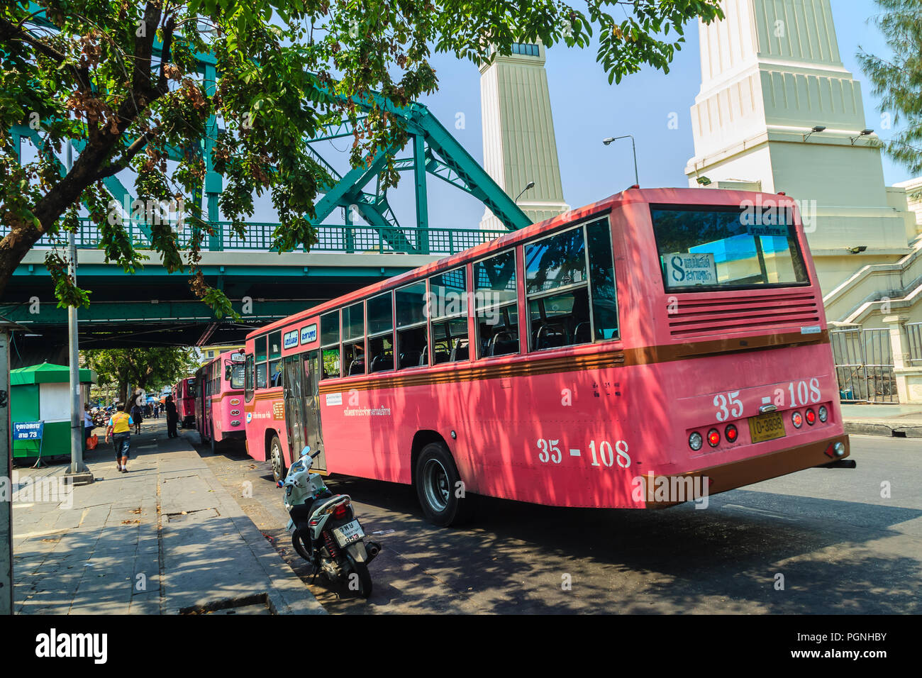 Bangkok Thailand March 2 2017 Pink Bus Line Number 8