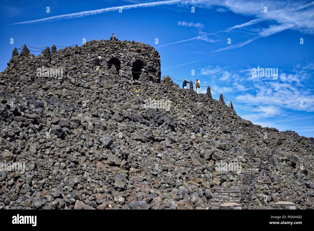 Dee Wright Observatory on the old McKenzie Highway in Oregon Stock Photo