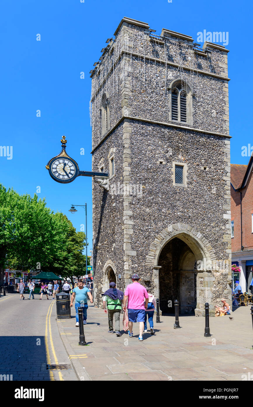 St Gearges clock tower Canterbury, the remains of a medievil church bombed in ww2 Stock Photo