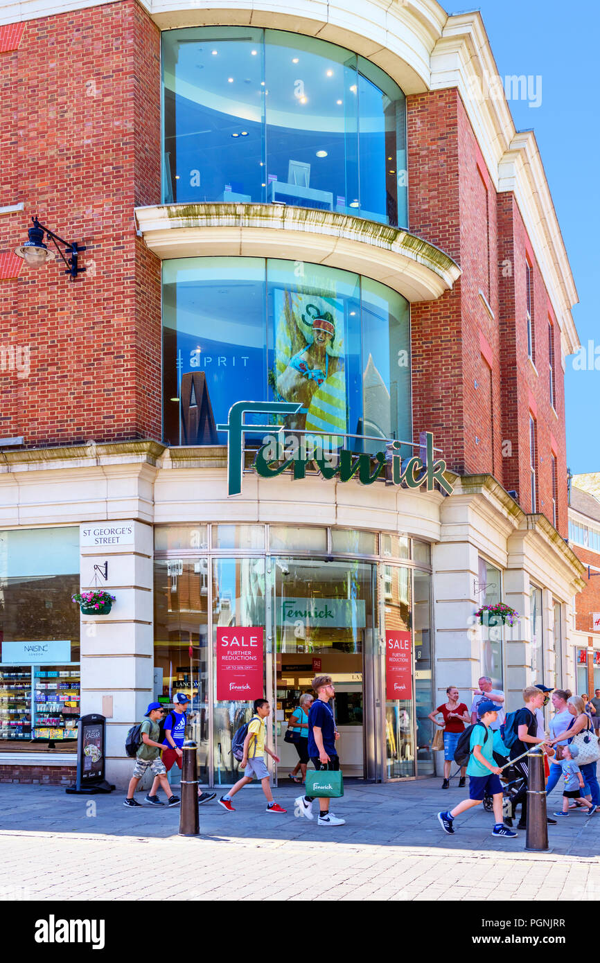 Fenwick department store on the corner of the Whitefriars shopping centre Canterbury Kent Stock Photo