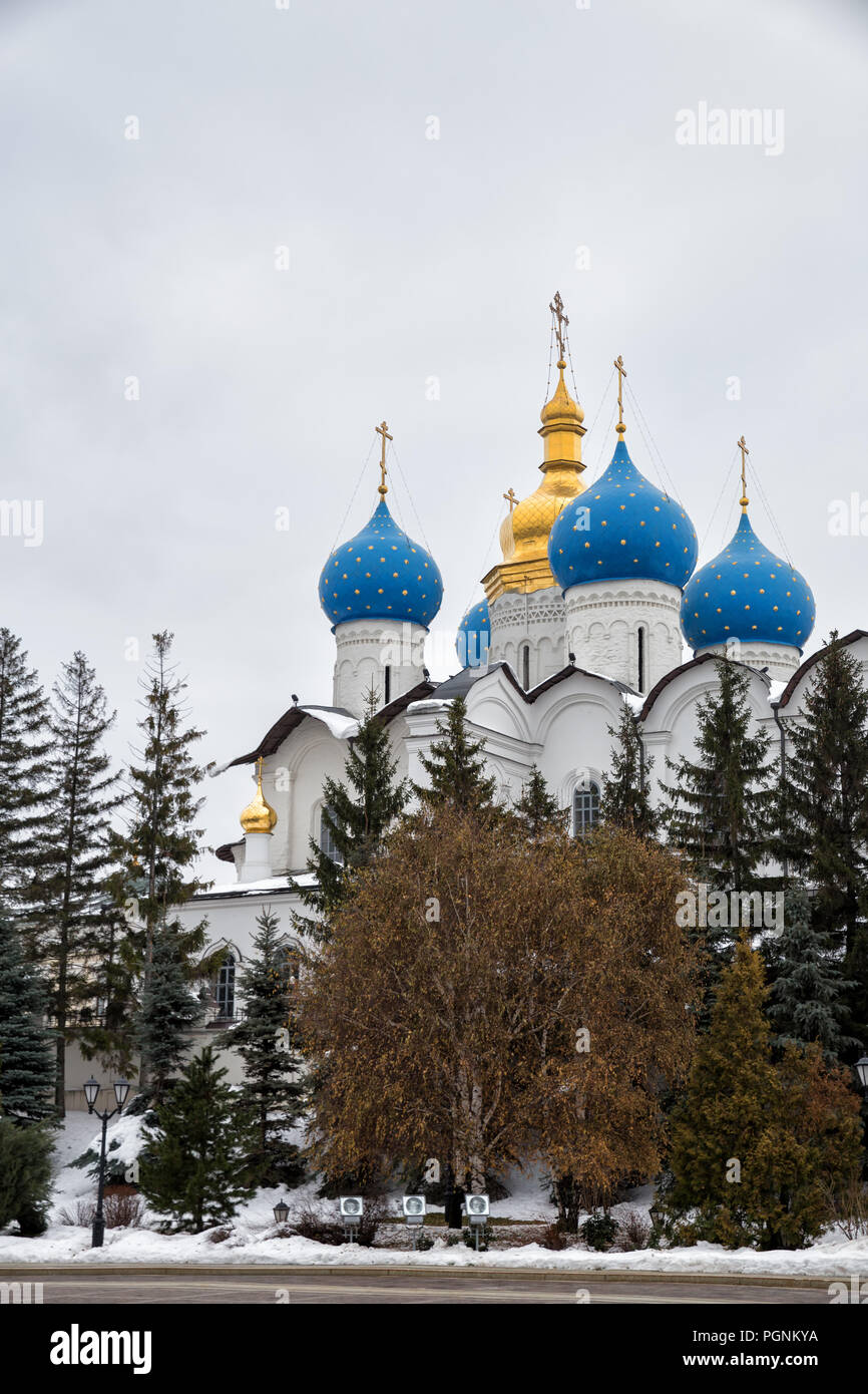 Annunciation Cathedral in Kazan Kremlin on cloudy winter day. Kazan, Russia Stock Photo