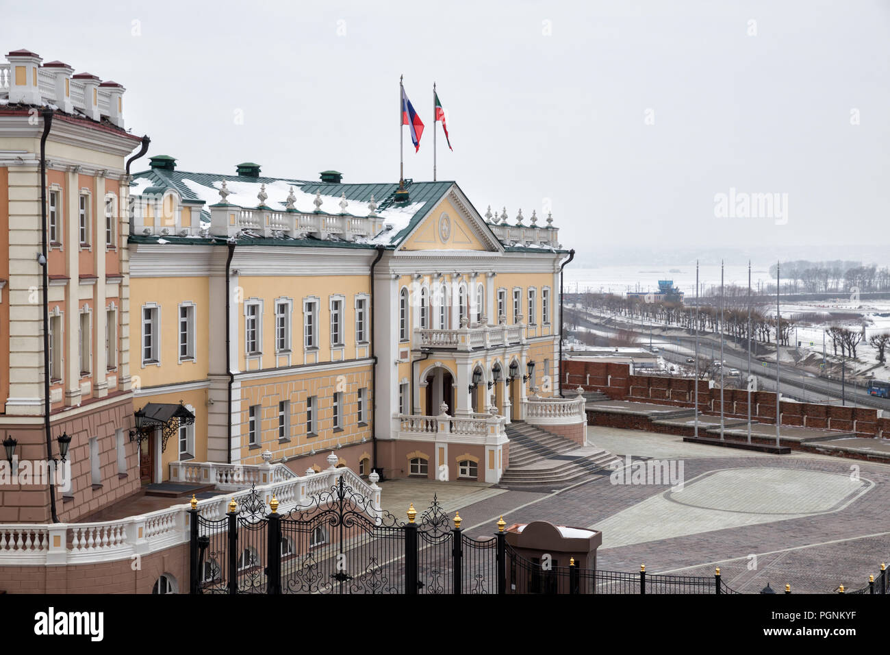 Historical building Northern housing of the Artillery Court of Kazan Kremlin, now the Executive Building of the Office of the President of the Republi Stock Photo