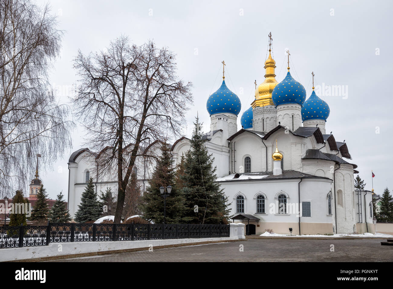 Annunciation Cathedral in Kazan Kremlin on cloudy winter day, Kazan, Russia Stock Photo