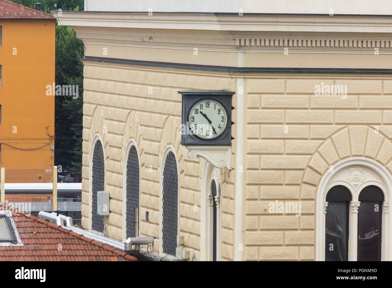 Clock stopped at Bologna Central station to commemorate the Bologna massacre (strage di Bologna) on August 2 1980 Stock Photo