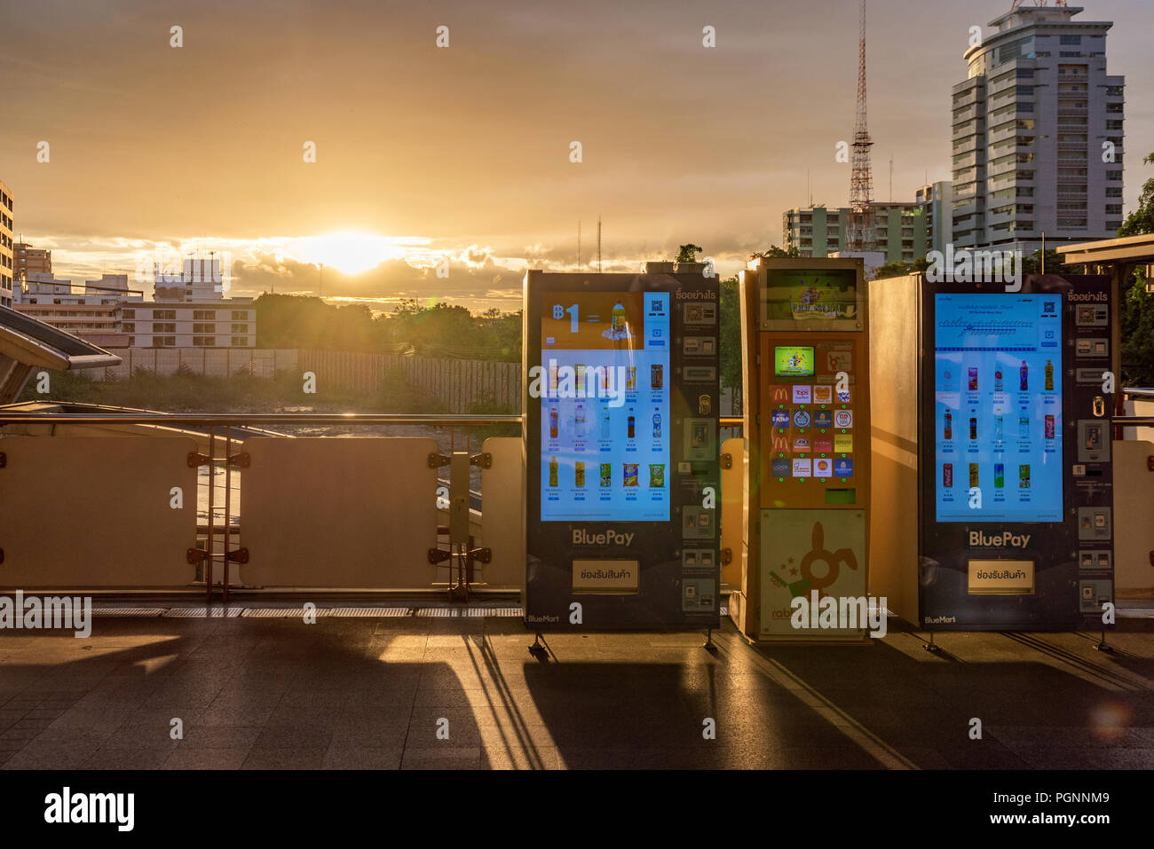 BANGKOK, THAILAND - JULY 03: This is the view from Phaya Thai BTS station through during sunset on July 03, 2018 in Bangkok Stock Photo