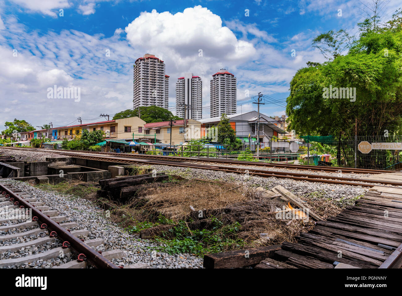 BANGKOK, THAILAND - JULY 04: View of Old train tracks in the Bang Kapi ...