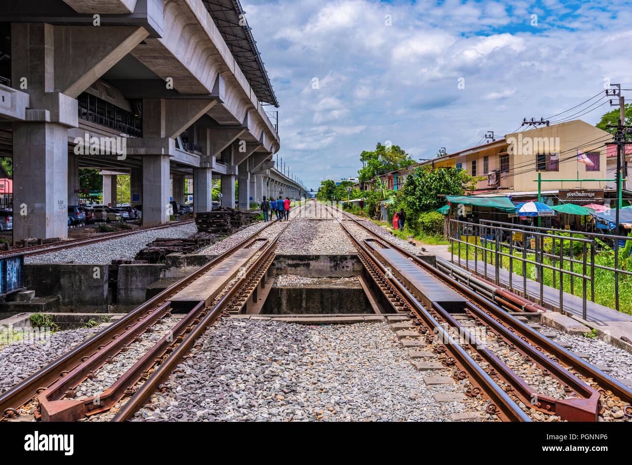 BANGKOK, THAILAND - JULY 04: View of Old train tracks in the Bang Kapi ...