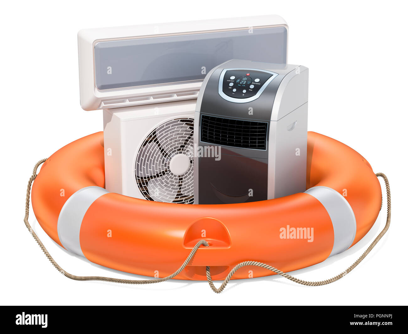 Repair and service of air conditioners, concept. 3D rendering isolated