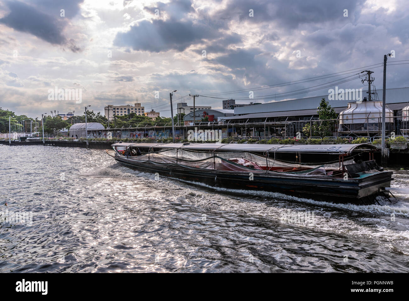 BANGKOK, THAILAND - JULY 05: This is a bus boat in Bang Kapi, bus boats ...