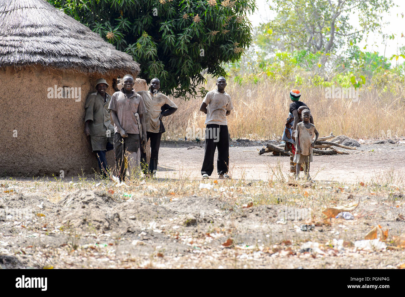KARA REG., TOGO - JAN 14, 2017: Unidentified Konkomba people stand near