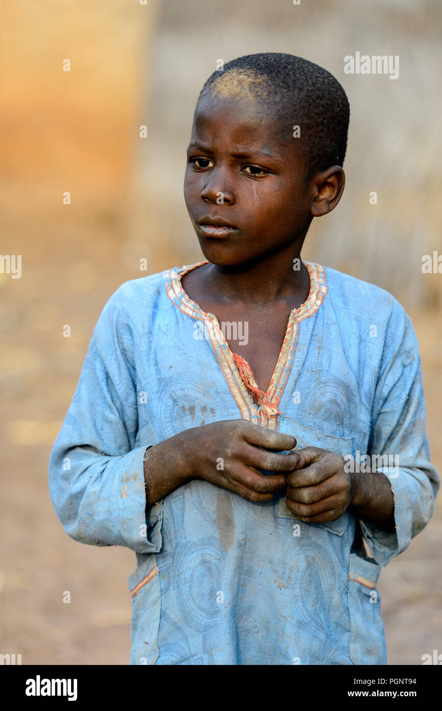 Tagombaw DAGOMBA VILLAGE, GHANA - JAN 14, 2017: Unidentified Dagomban boy in ...